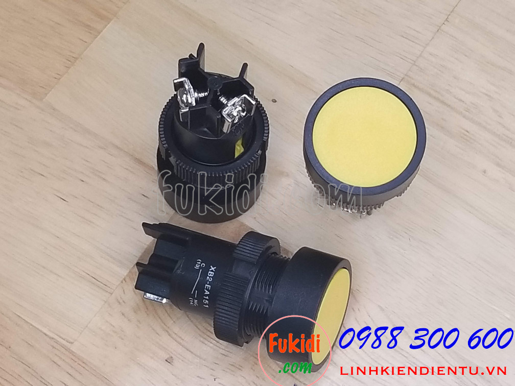 Nút nhấn nhả XB2-EA151 22mm màu vàng, thường mở (NO)