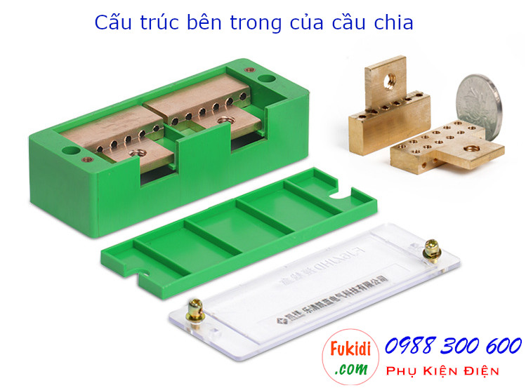 Cấu trúc bên trong của cầu nối dây, cầu đấu chia dây điện, chia 2 sang 4 dây - CND24