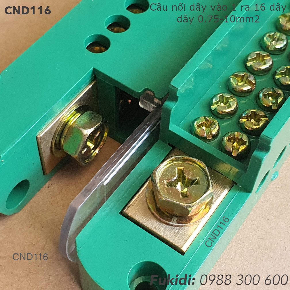 Đầu chia dây điện vào một ra 16, dùng cho dây từ 0.75 đến 10mm2 - CND116