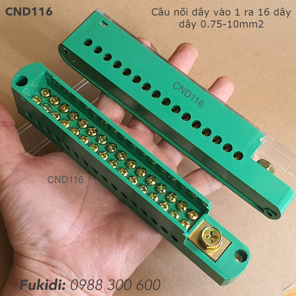 Đầu chia dây điện vào một ra 16, dùng cho dây từ 0.75 đến 10mm2 - CND116