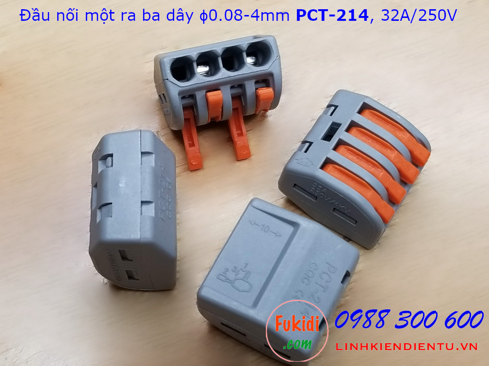 Cút nối dây, đầu nối dây PCT-214 32A 250V 4KW dùng nối bốn dây điện với nhau