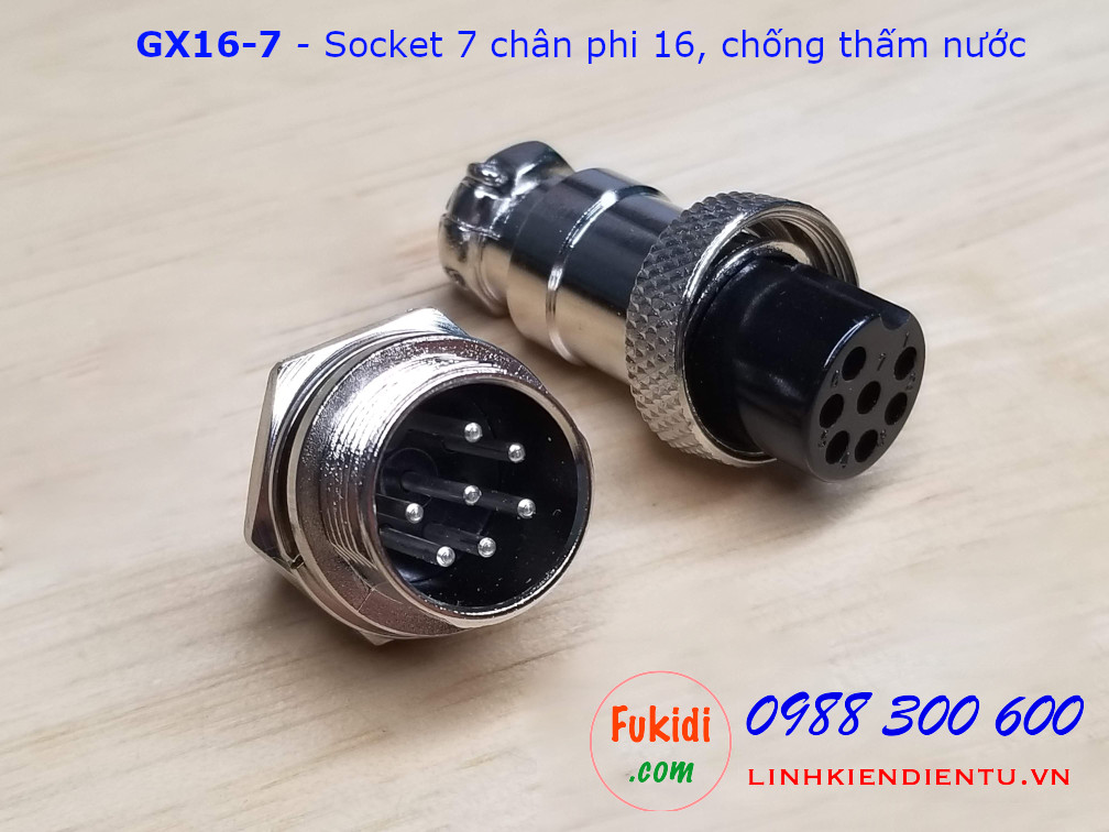 GX16-7 socket ra bảy dây, đầu hàn chì, chống thấm, phi 16mm