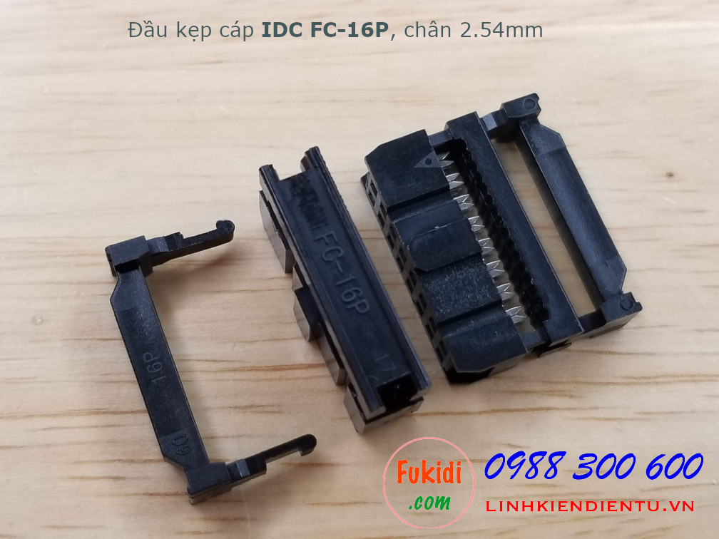 Đầu kẹp cáp bẹ IDC FC-16P, 2x8P, khoảng cách chân 2.54mm