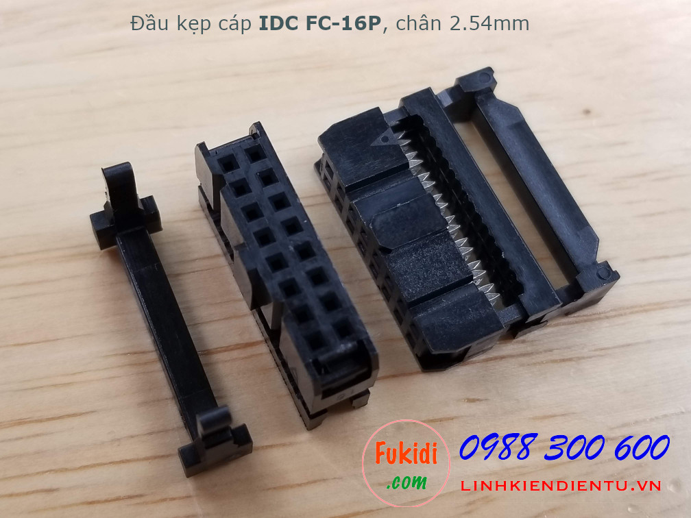 Đầu kẹp cáp bẹ IDC FC-16P, 2x8P, khoảng cách chân 2.54mm