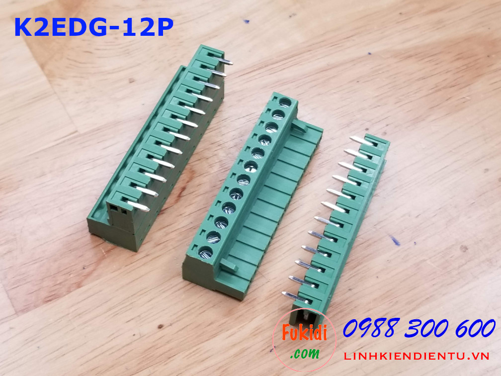 KF2EDG-12P-5.08-L: Terminal Block 12P 5.08mm curved - Jact cắm 12 chân cong