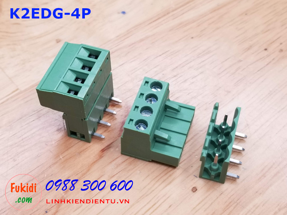 KF2EDG-4P-5.08-L: Terminal Block 4P 5.08mm curved - Jact cắm 4 chân cong
