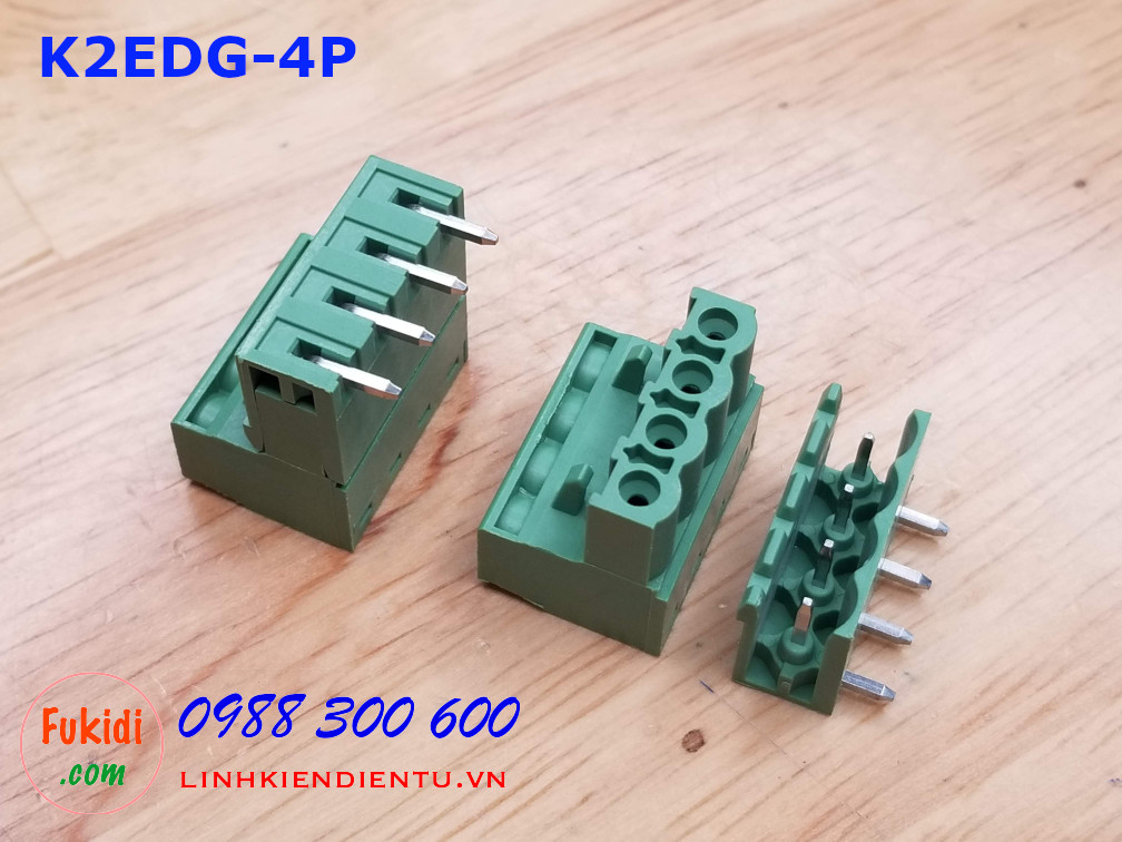 KF2EDG-4P-5.08-L: Terminal Block 4P 5.08mm curved - Jact cắm 4 chân cong