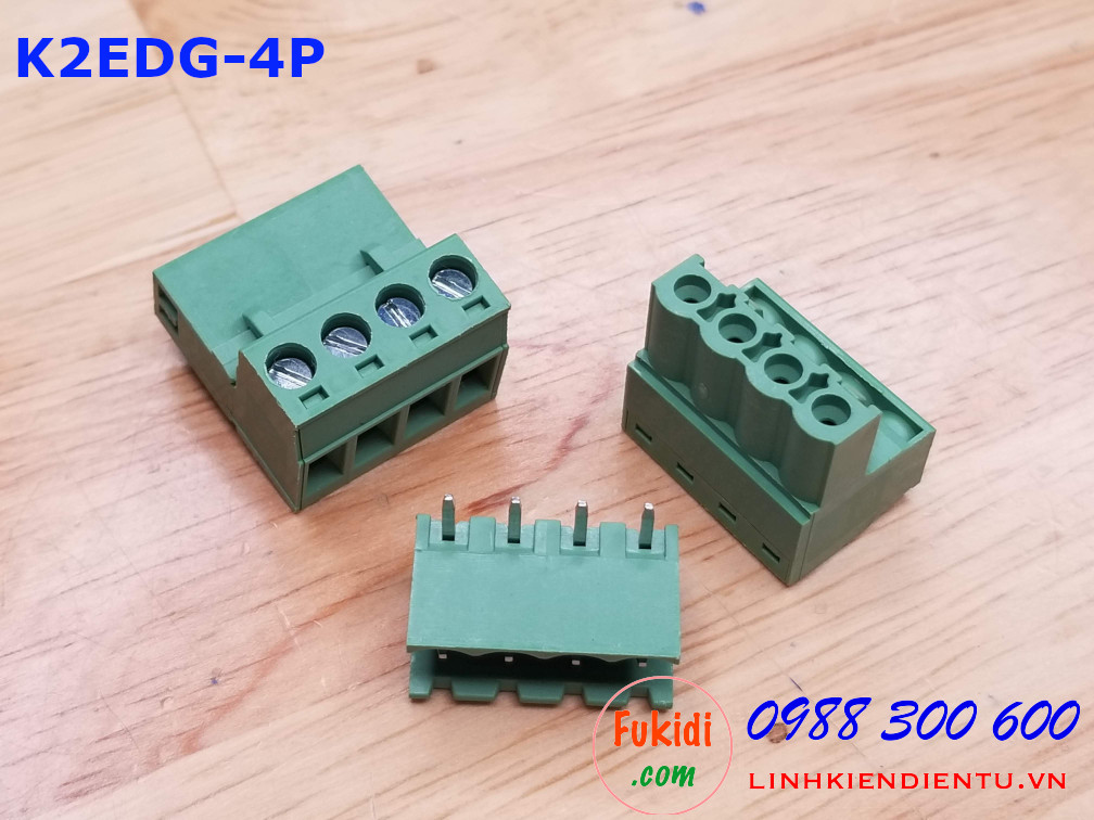 KF2EDG-4P-5.08-L: Terminal Block 4P 5.08mm curved - Jact cắm 4 chân cong