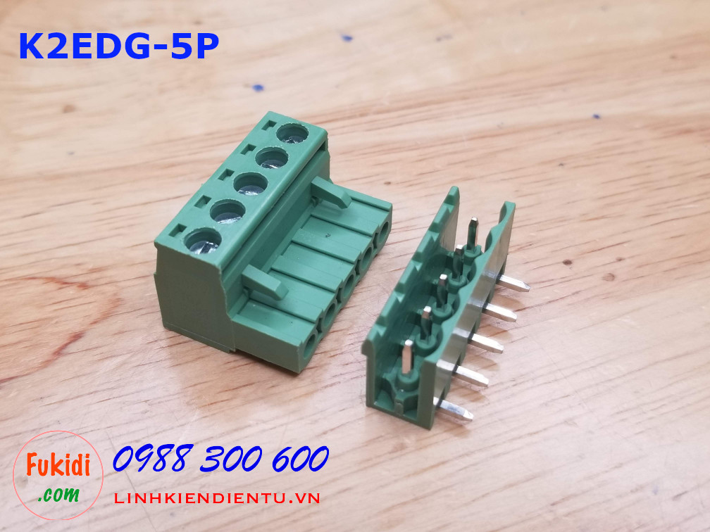 KF2EDG-5P-5.08-L: Terminal Block 5P 5.08mm curved - Jact cắm 5 chân cong