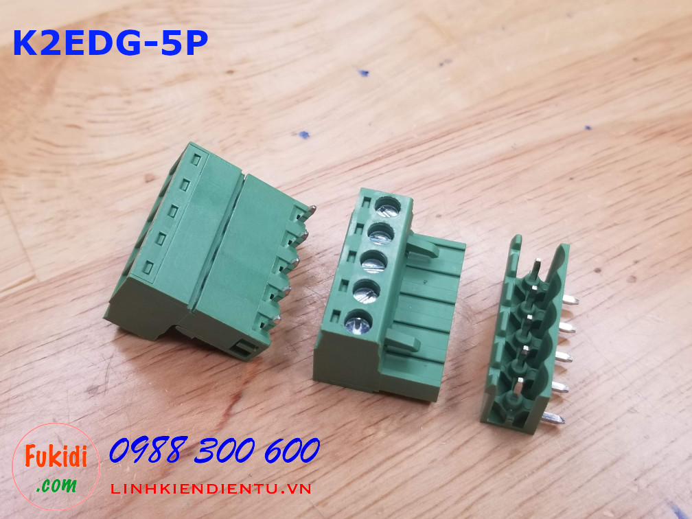 KF2EDG-5P-5.08-L: Terminal Block 5P 5.08mm curved - Jact cắm 5 chân cong