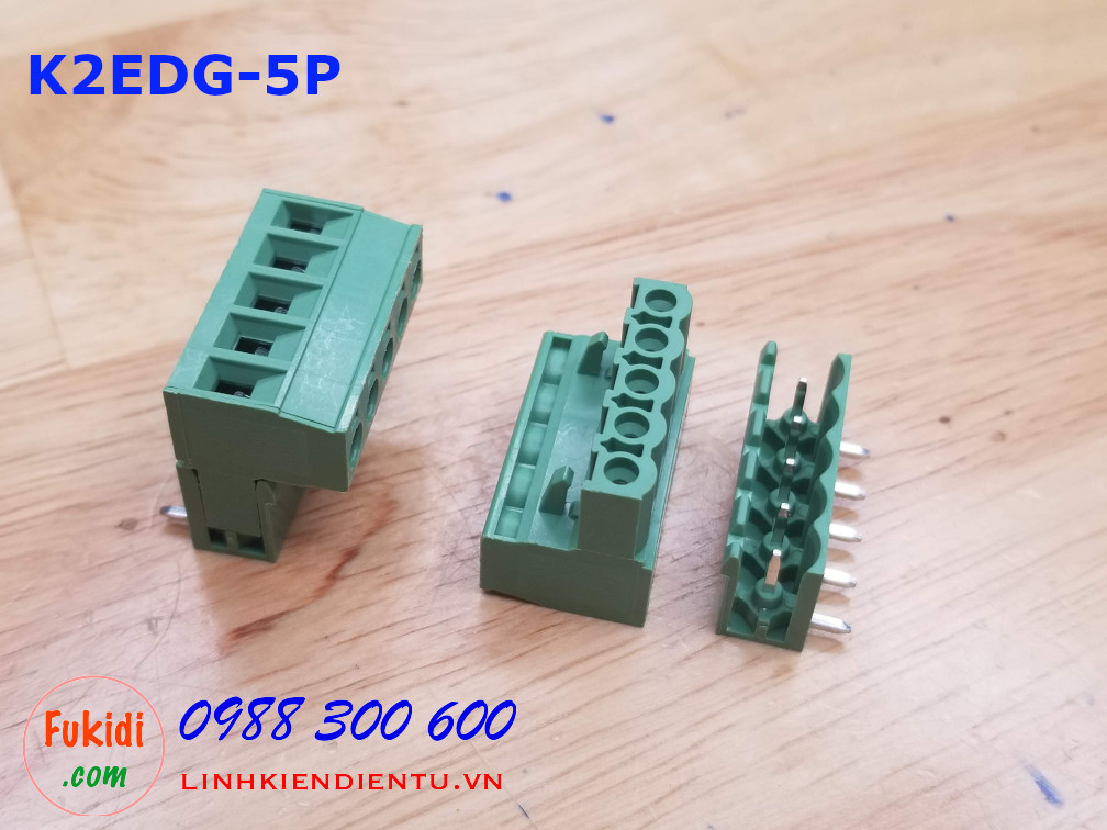 KF2EDG-5P-5.08-L: Terminal Block 5P 5.08mm curved - Jact cắm 5 chân cong
