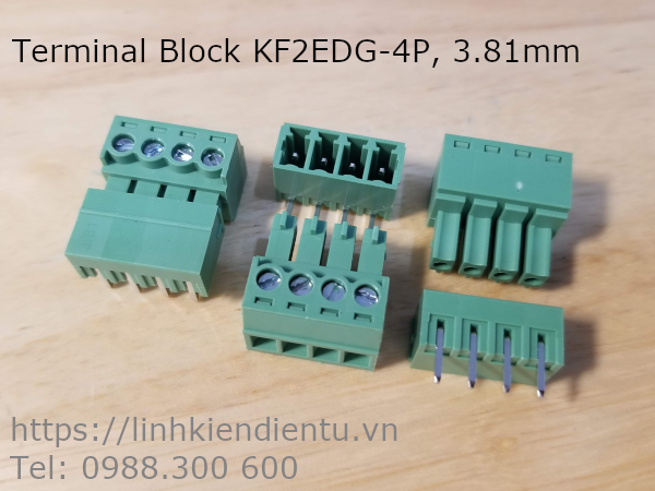 KF2EDG-4P-3.81-L: Terminal Block 4P 3.81mm straight - Jact cắm 4 chân thẳng