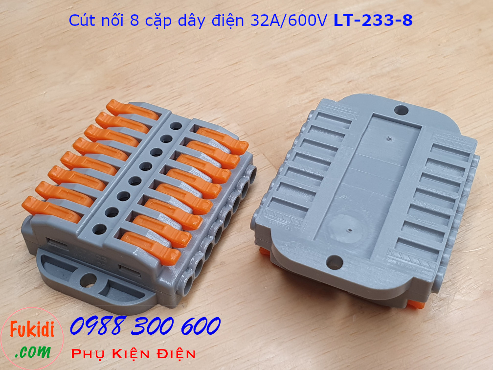 Cút nối dây LT-223-8 nối 8 cặp dây 0.08-4mm2, công suất 32A/600V