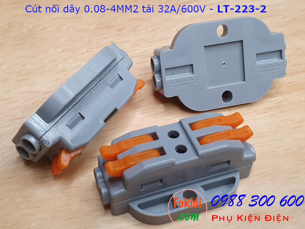 Cút nối dây LT-223-2 nối 2 cặp dây 0.08-4mm2, công suất 32A/600V