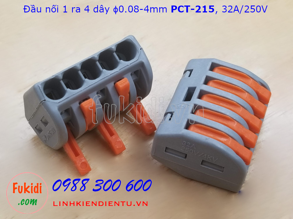 Cút nối dây, đầu nối 1 dây ra 4 dây phi 0.08-4mm PCT-215 32A/250V