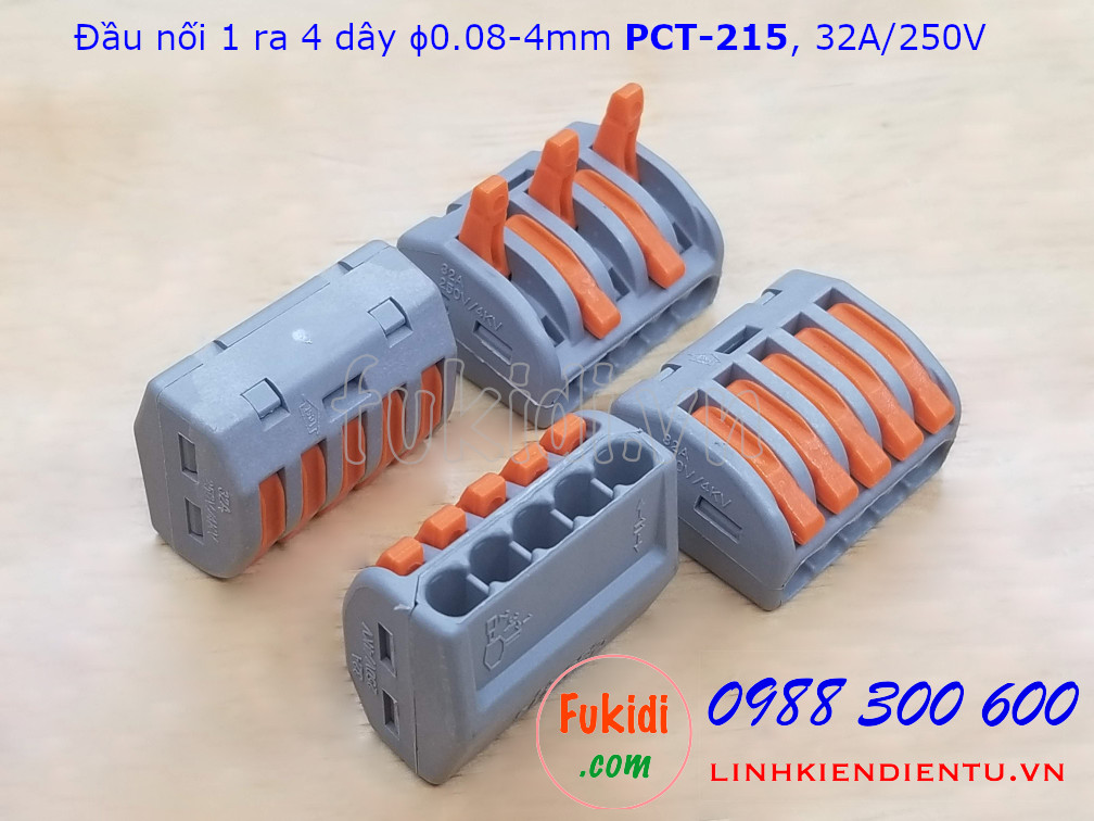 Cút nối dây, đầu nối 1 dây ra 4 dây phi 0.08-4mm PCT-215 32A/250V