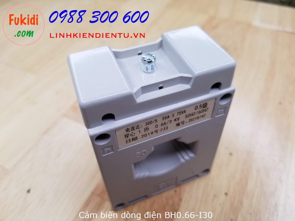 Cảm biến dòng điện BH0.66-I30 đo dòng điện 50A, 100A, 200A và 300A, ngõ ra 5A, khe luồn dây 30mm