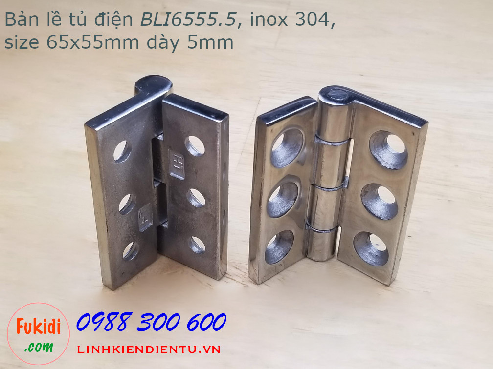 Bản lề tủ điện BLI6555.5 size 65x55mm inox 304 bề dày 5mm