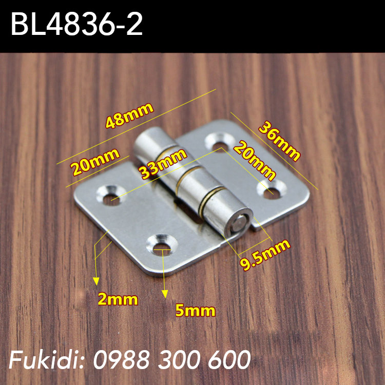 Bản lề inox 304 kích thước 36x48 bề dày 2mm model BL3648.2