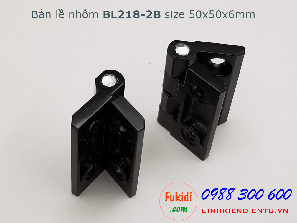 Bản lề hợp kim nhôm BL218-2B (CL218-2B), size 50x50mm, dày 6mm màu đen