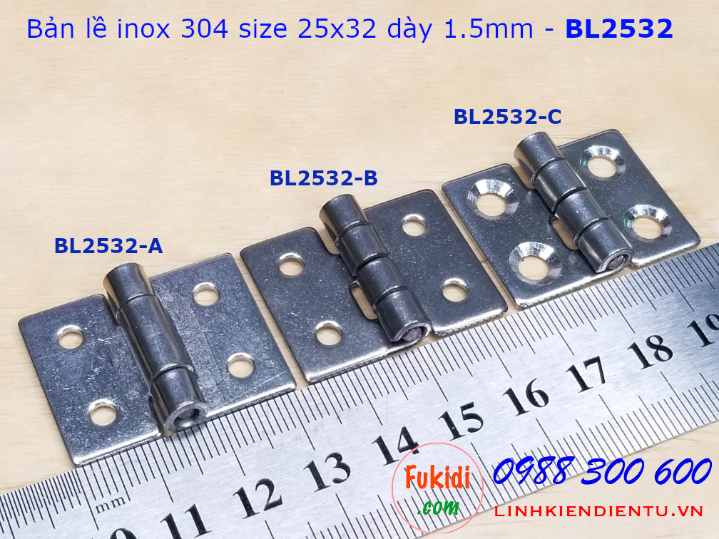 Bản lề inox 304 kích thước 25x32mm dày 1.5mm model BL2532