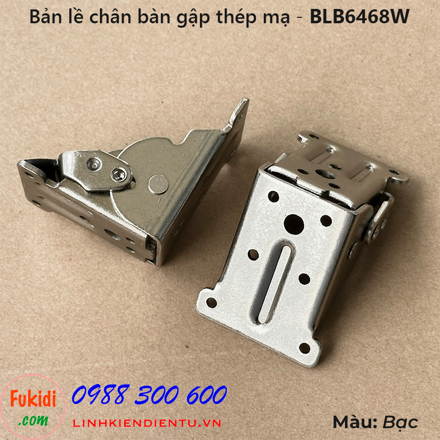 Bản lề chân bàn gập thép 64x68mm màu bạc - BLB6468W