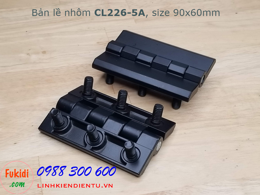 Bản lề hợp kim nhôm CL226-5A size 90x60mm, dày 8mm, màu đen