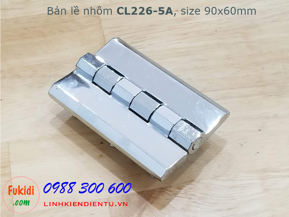 Bản lề nhôm CL226-5A size 90x60mm, dày 8mm, màu trắng