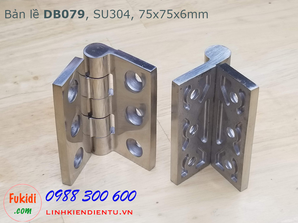 Bản lề DB079 chất liệu SU304 kích thước 75x75mm, dày 6mm
