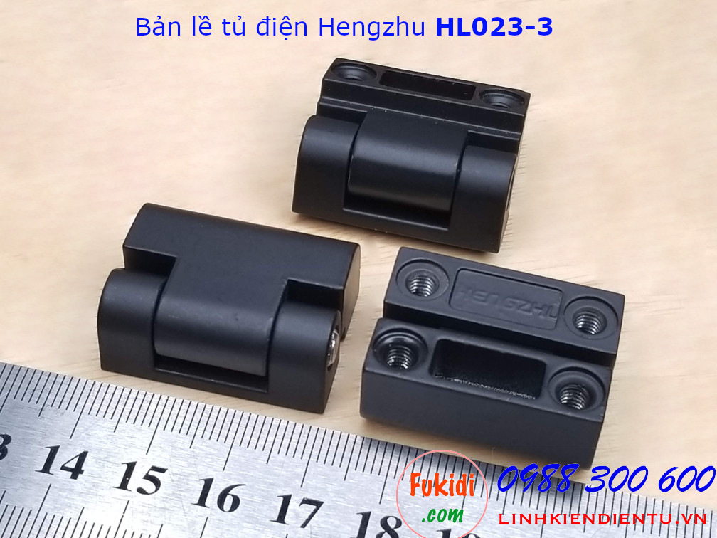 Bản lề tủ điện Hengzhu HL023-3 hợp kim kẽm, 22x30mm màu đen