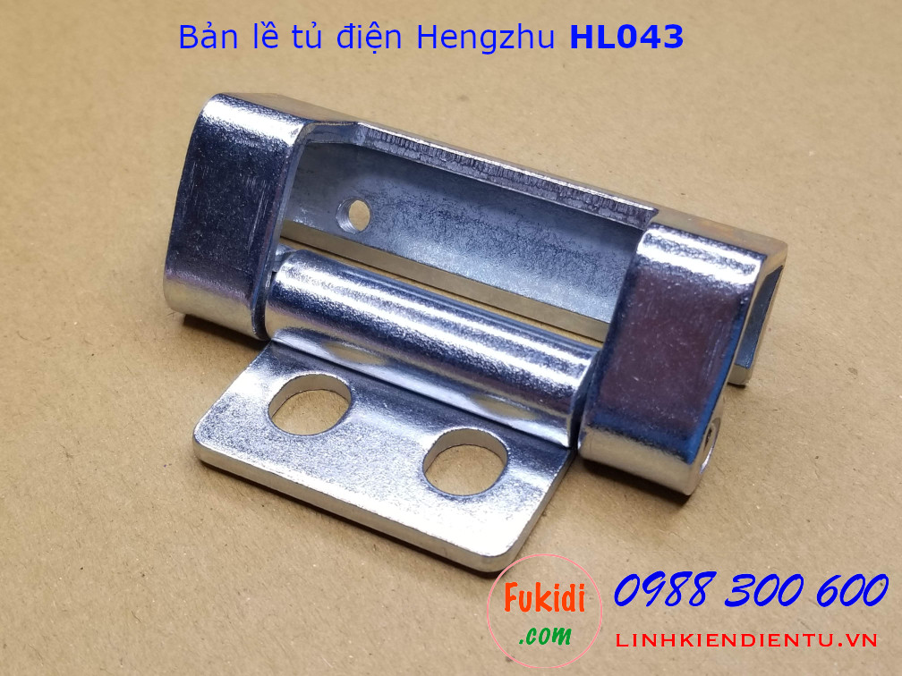 Bản lề tủ điện Hengzhu HL043, chất liệu thép mạ sáng, dài 70mm