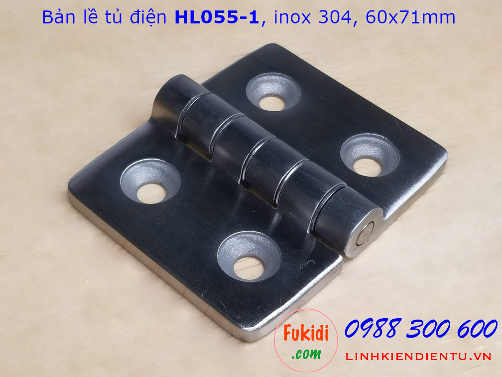 Bản lề tủ điện HL055-1, inox 304 kich thước 60x71mm