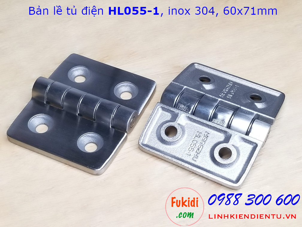 Bản lề tủ điện HL055-1, inox 304 kich thước 60x71mm