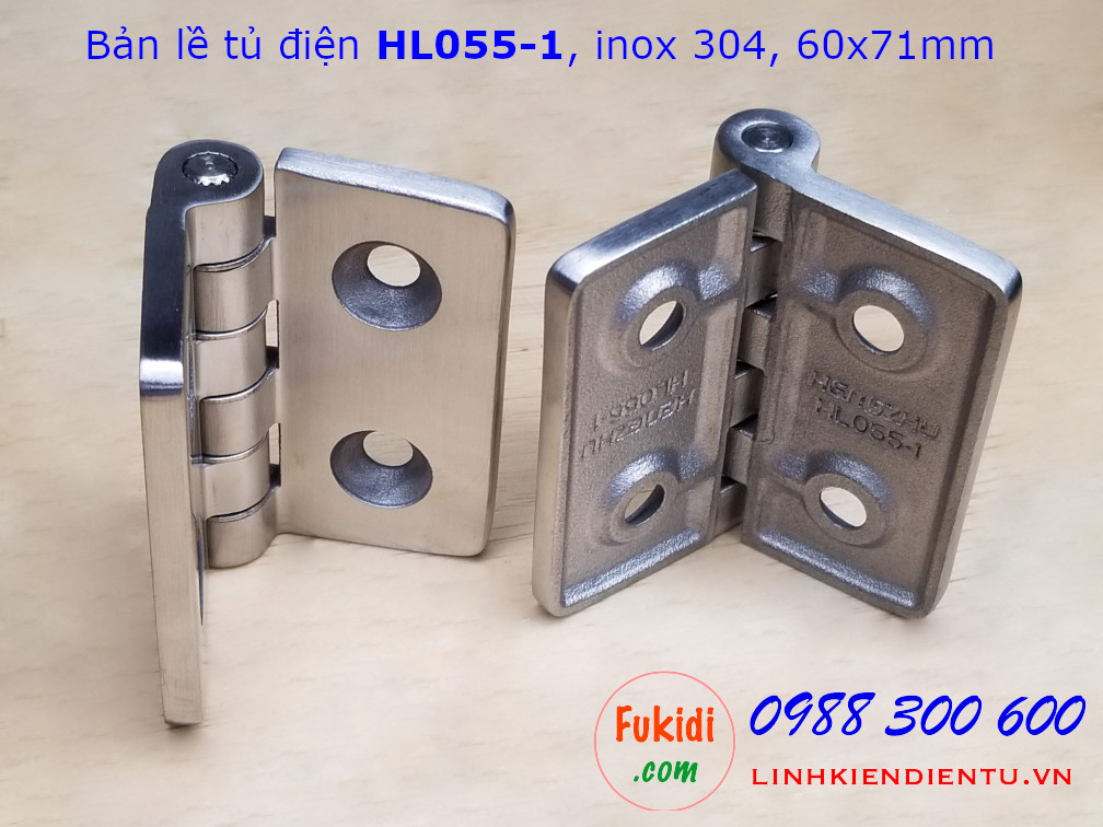 Bản lề tủ điện HL055-1, inox 304 kich thước 60x71mm