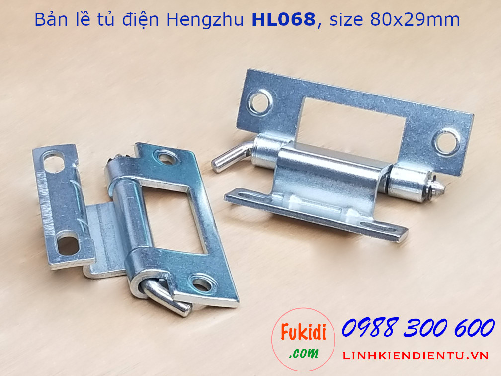 Bản lề tủ điện Hengzhu HL068, chất liệu thép, size 80x29mm