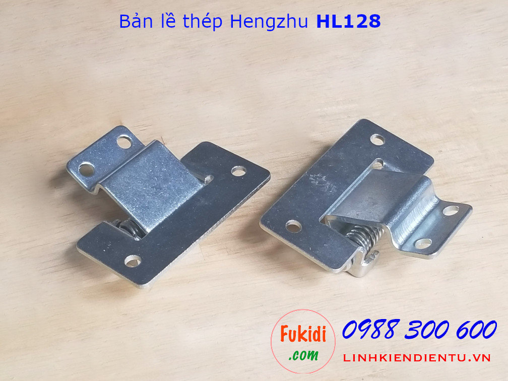 Bản lề tủ điện lò xo Hengzhu HL128, chiều dài 56mm chất liệu thép mạ