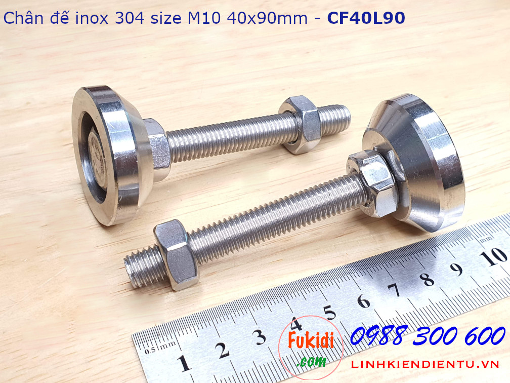 Chân đế inox 304 M10, đế 40mm dài 90mm - CF40L90