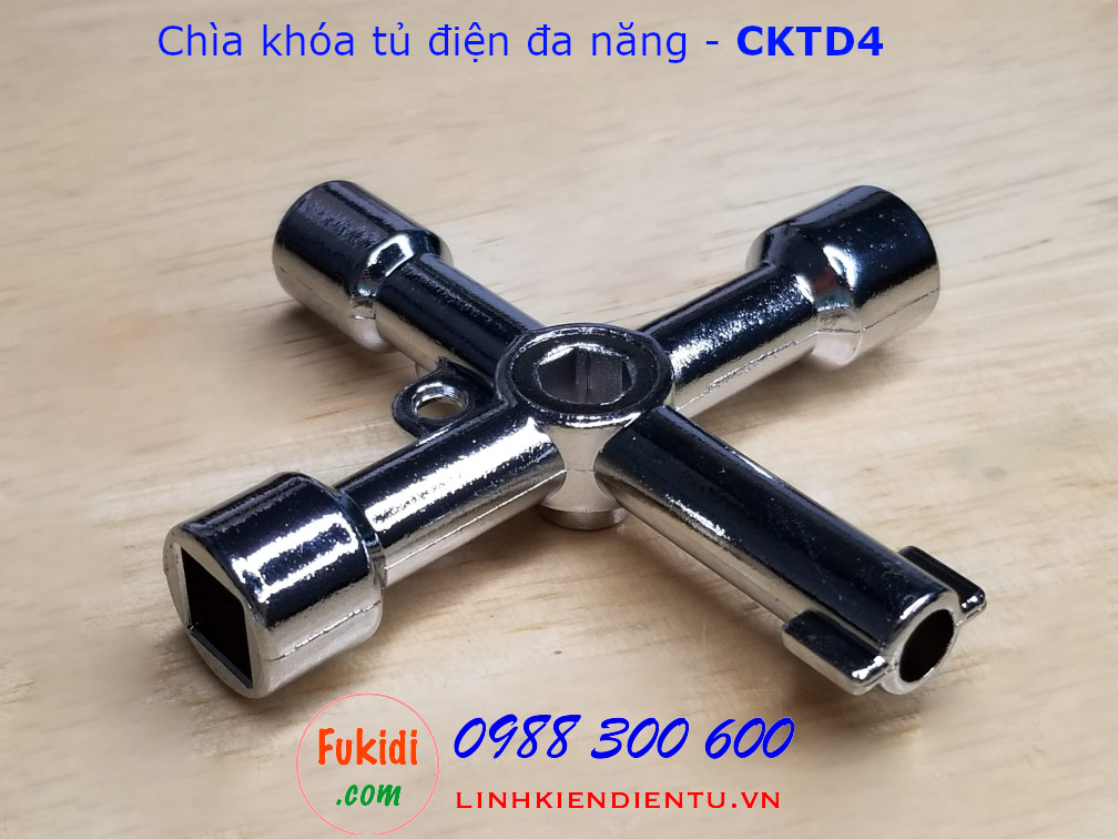 Chìa khóa tủ điện đa năng kẽm kim loại mạ crom sáng bóng - CKTD4