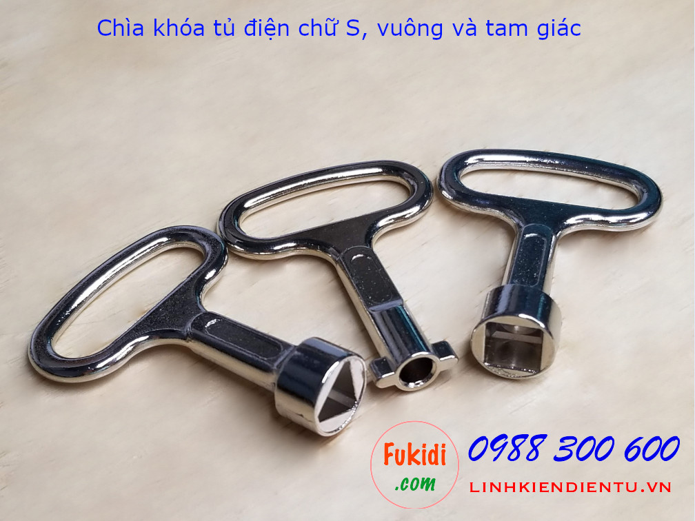 Chìa khóa tủ điện tam giác loại nhỏ 54x38mm kẽm kim loại -CKTGS