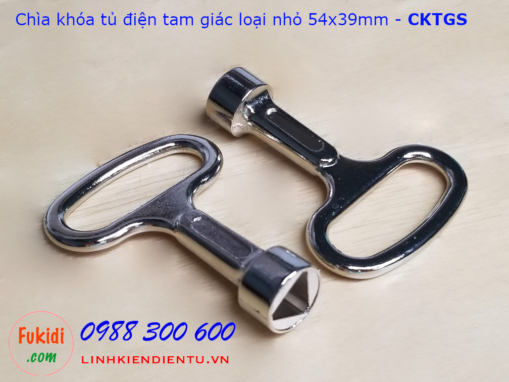 Chìa khóa tủ điện tam giác loại nhỏ 54x38mm kẽm kim loại -CKTGS