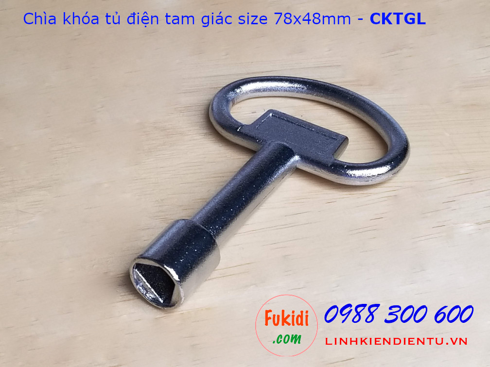 Chìa khóa tủ điện tam giác loại lớn size 78x48mm, chất liệu kẽm kim loại - CKTGL