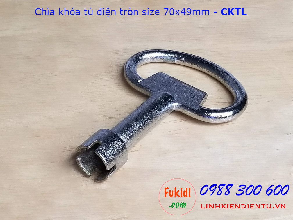 Chìa khóa tủ điện tròn loại lớn size 70x49mm, chất liệu kẽm kim loại - CKTL