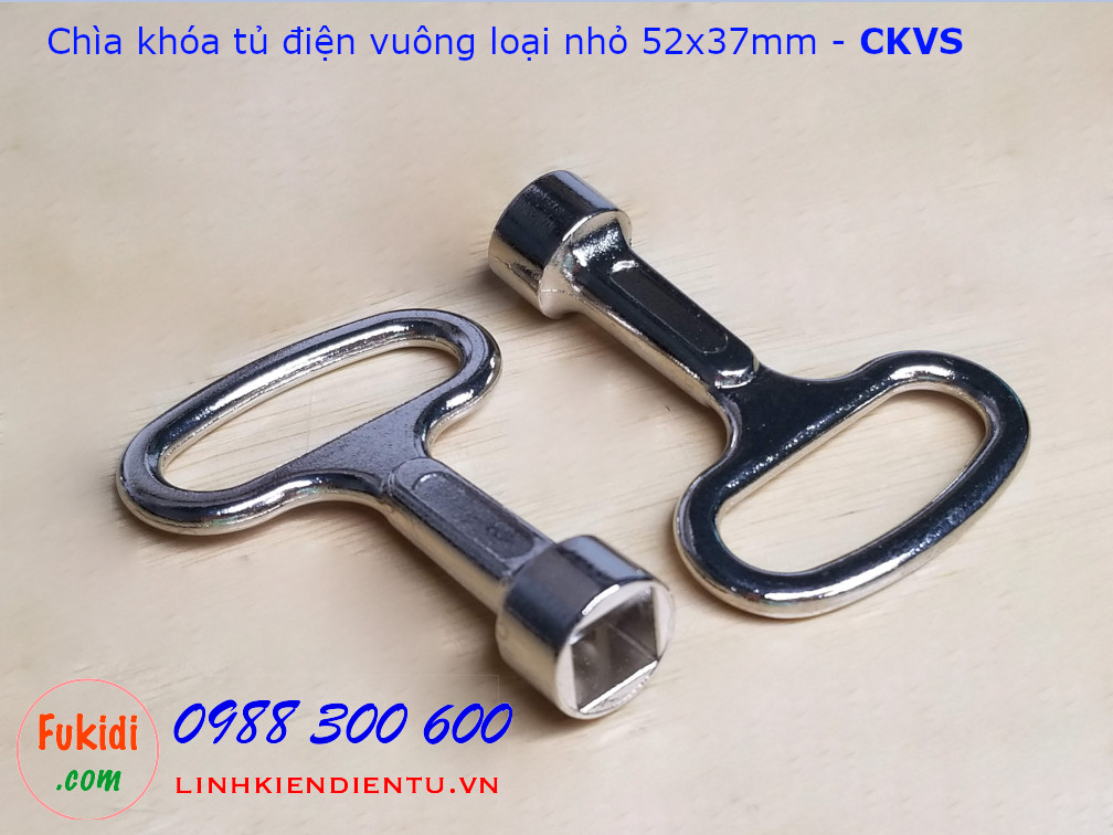 Chìa khóa tủ điện vuông loại nhỏ 52x37mm kẽm kim loại -CKVS