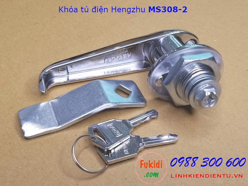 Khóa tủ điện MS308-2-1 chất liệu hợp kim kẽm mạ crome, có chìa khóa
