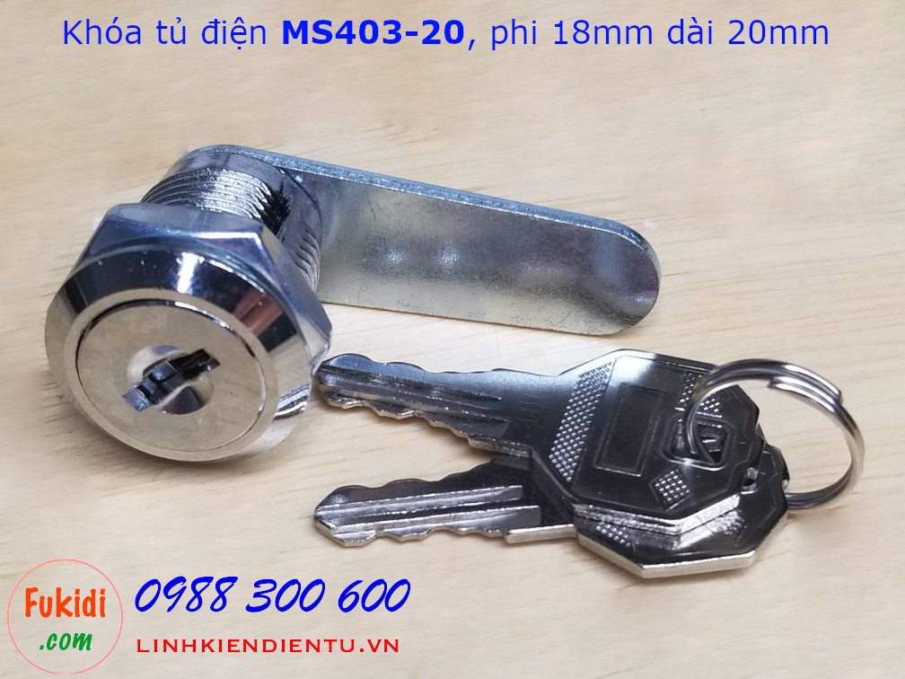 Khóa tủ điện MS403-20, phi 18mm, dài 20mm có chìa khóa