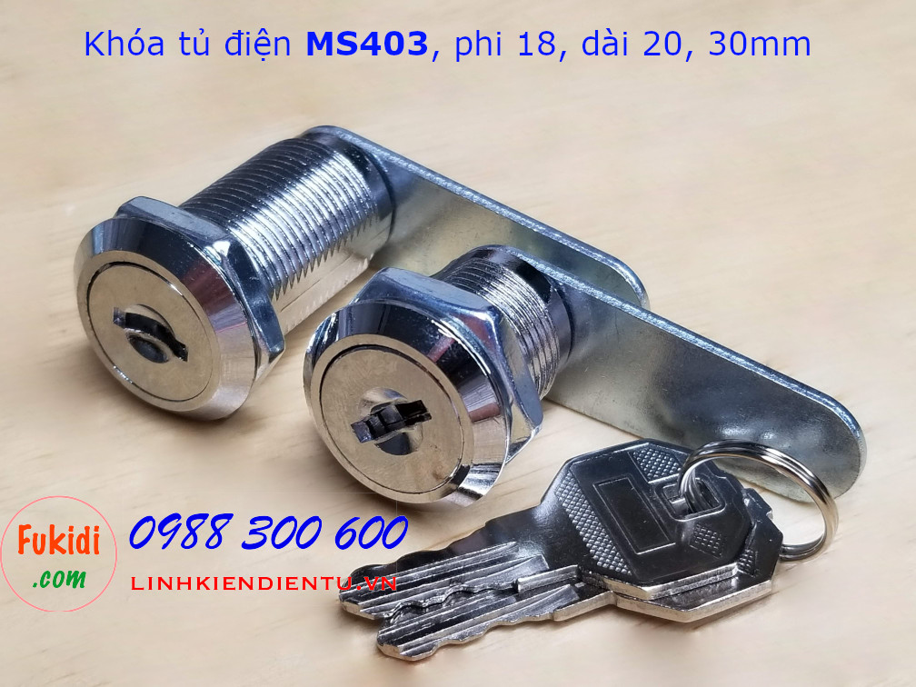 Khóa tủ điện MS403-30, phi 18mm, dài 30mm có chìa khóa