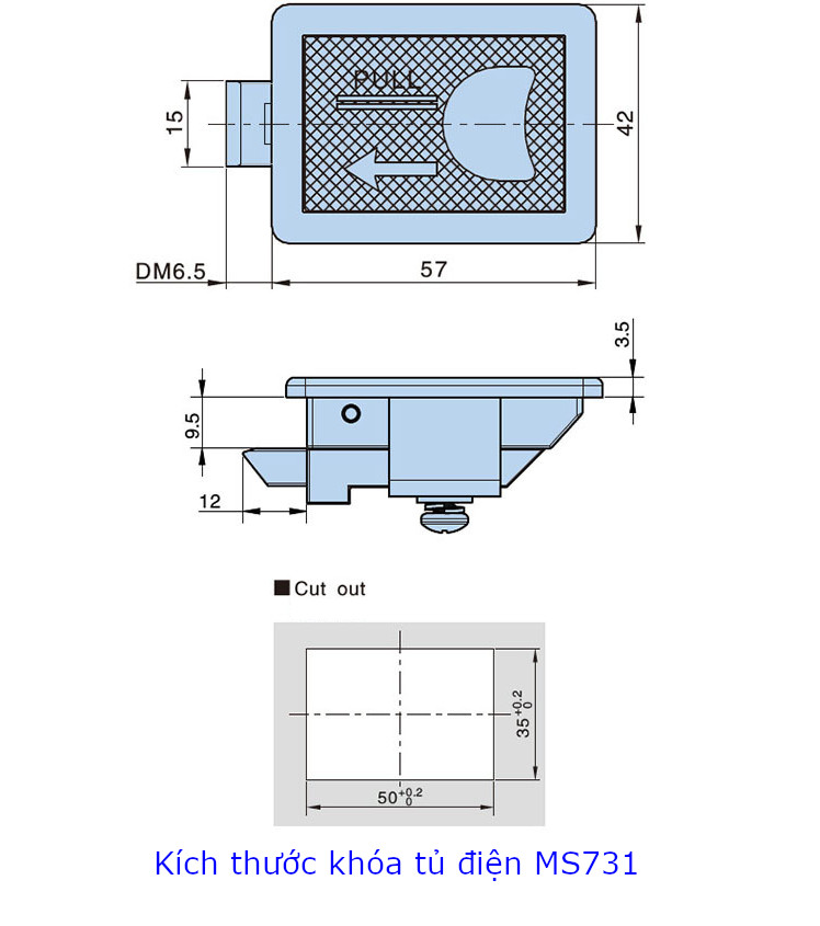 Khóa tủ điện Hengzhu MS731-1-2 hợp kim kẽm không chìa khóa, màu trắng