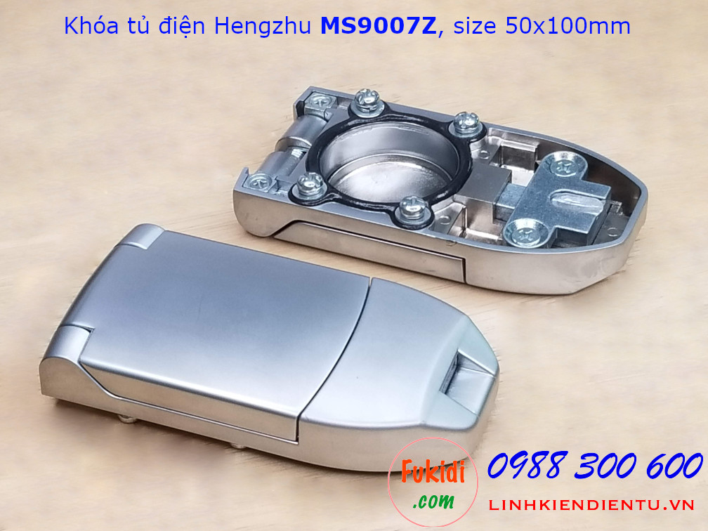 Khóa tủ điện Hengzhu MS9007Z, hợp kim kẽm có chìa khóa, size 50x100mm
