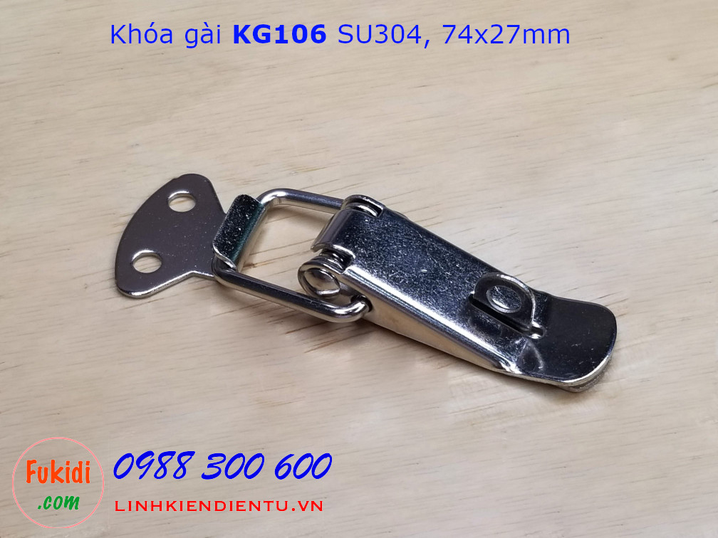 Khóa gài cửa tủ KG106, chất liệu SU304 kích thước tổng thể 74x32mm