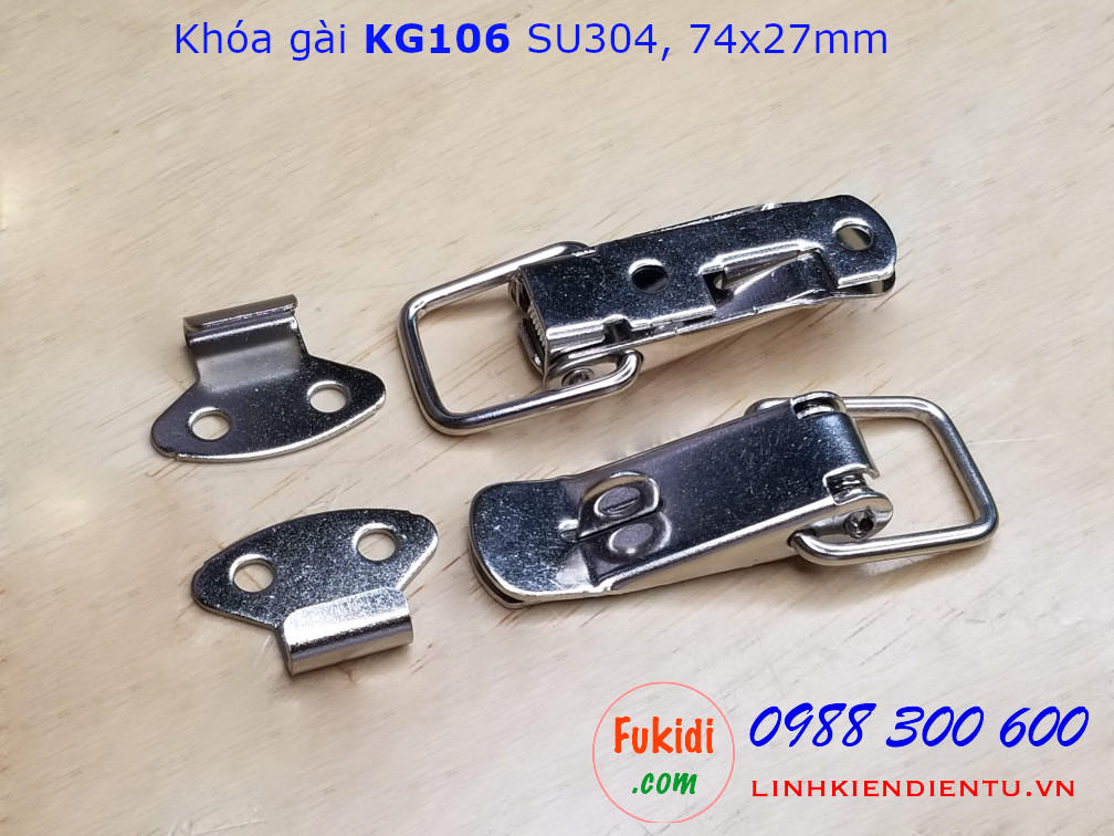 Khóa gài cửa tủ KG106, chất liệu SU304 kích thước tổng thể 74x32mm